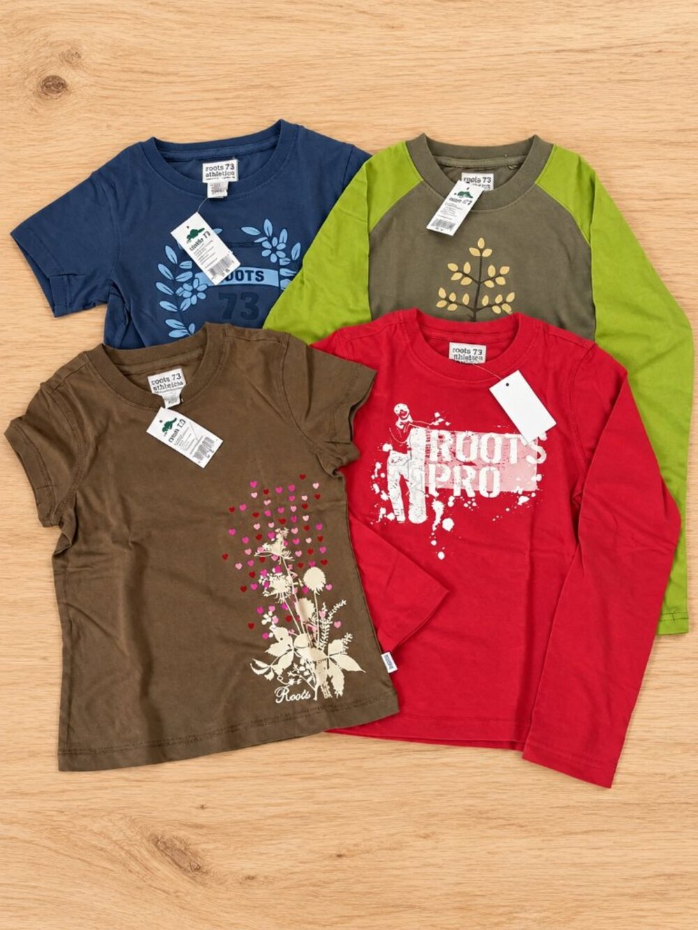 Roots Canada Girls T-Shirt Lot of 4 Size 5-6 Years NEW Tags Cotton Floral Sporty
